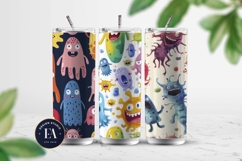 Cute baby monster Digital Paper | Spooky Bacteria Pattern Product Image 2