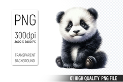 Cute Panda Clipart PNG, Printable Animals, Wildlife Design Product Image 1