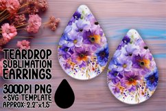 Sublimation PNG - Bright Floral Teardrop Earrings Product Image 1