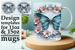 Spring Garden Butterfly Mug Wrap - 11oz/15oz 3D Art Product Image 1