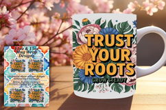 ELEGANT PNG for 15oz Mug Wrap , Flower Quote Product Image 1