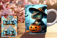 Elegant 15oz Mug Wrap Png Artwork , Halloween Dino Product Image 1