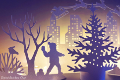 Christmas village svg template, 3d Christmas scene papercut Product Image 5