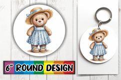 Whimsical Circle Keychain Sublimation, Teddy Bear Product Image 1