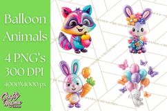 Bright Balloon Animals Clipart PNG Shiny Candy Colors Product Image 1