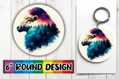 Playful Circle Keychain Sublimation, Animals Art Product Image 1