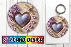 Bright Ornaments Round Sublimation PNG, 3D Heart Product Image 1