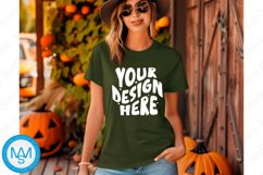 Green women Tshirt Mockup, Halloween tshirt mockup,fall mock Product Image 1