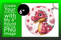 Trendy Round Design Sublimation PNG , Cute Dino Product Image 1