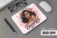 Afro Girl / Woman braided hair Mouse Pad, Black Queen PNG Product Image 1