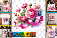 Unique TOTE BAG Art PNG, Flowers Product Image 1