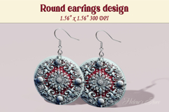 Vintage pattern earrings | Silver Round Earring sublimation Product Image 1