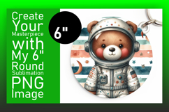 Whimsical Round Design Keychain PNG , Teddy Bear Product Image 1