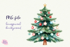 Vintage Christmas Tree Clipart Retro PNG Product Image 3