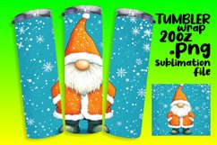 Festive Watercolor Gnome 20oz Tumbler Wrap Design Product Image 1