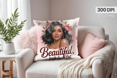 Afro Girl /Woman braided hair Pillow Design, Black Queen PNG Product Image 1