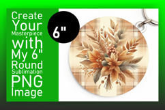 Chic Keychain Circle PNG Sublimation , Autumn Flower Product Image 1
