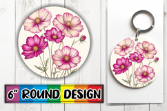 Creative Circle Design Keychain Template , Beauty Flower Product Image 1