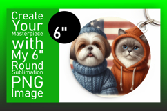 Artful Round Design Coaster PNG , Dog and cat Product Image 1