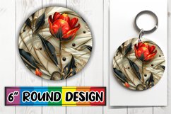 Vibrant Glitter Bloom Round Design Summer Fest Keychain PNG Product Image 1
