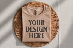 Heather Dust Bella Canvas 3001 Flat Lay T-Shirt Mockup Product Image 1