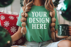 Christmas Bella Canvas 3001 Leaf Shirt Mockup ,Trandy Mockup Product Image 1