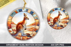 kangaroo Stained Glass Ornament PNG, Sublimation PNG Design Product Image 1