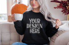 Black Gildan 18000 Sweatshirt Mockup,G18000 Crewneck Sweatsh Product Image 1