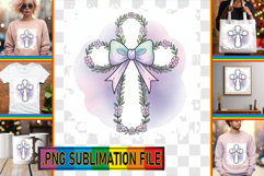 Sweet TSHIRT Ideas PNG, Cross and Bow Product Image 1