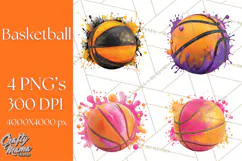 Basketball Clipart PNG with Team Color Paint Splash Design Product Image 1