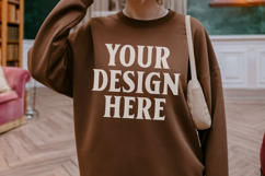 Gildan 18000 Dark Chocolate Mockup , Crewneck Sweatshirt Boh Product Image 1