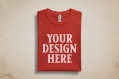 Gildan 64000 Red Folded Tshirt Mockup Product Image 1