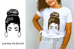 Messy Bun Mom SVG Mom Life Messy Bun Afro Women Wedding SVG Product Image 3