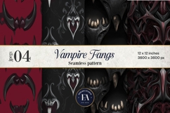 Vampire Fangs Pattern, Dark Gothic Teeth Digital Paper Product Image 1