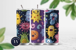 Cute baby monster Digital Paper | Spooky Bacteria Pattern Product Image 2