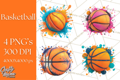 Basketball Clipart PNG with Team Color Paint Splash Design Product Image 1