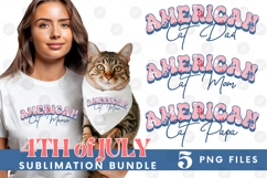American Cat Mama Papa 4th of July USA Paw DTF PNG Bundle Product Image 1
