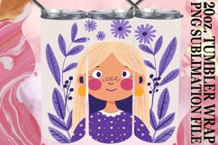 Chic Watercolor Tumbler Wrap with Female Portrait 20oz Product Image 1