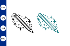 pencil sparkles vector line art Product Image 1