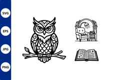 Owl Branch Cozy Reading Vector Product Image 1
