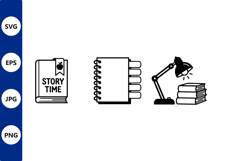 vector study corner with desk lamp and books Product Image 1