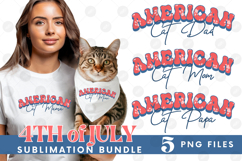 American Cat Mama Papa 4th of July USA Paw DTF PNG Bundle Product Image 1