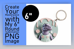 Artful Keychain Circle Design Template , Cute Dino Product Image 1