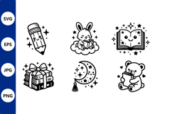 Cute doodle pencil bunny books Product Image 1