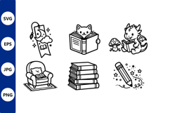 reading and writing doodle set vector Product Image 1