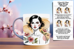 Charming 11oz Mug Wrap Png Design , Beauty Woman Product Image 1
