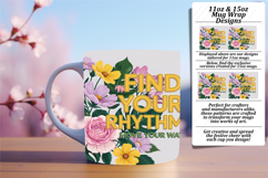 CUSTOM PNG Mug Wrap Design 11oz , Flower Quote Product Image 1