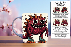 Colorful 11oz Mug Wrap Png Template , Monster Product Image 1