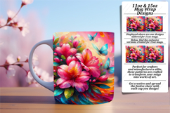 TRENDY 11oz Mug Wrap PNG Template , Flowers Product Image 1