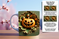 Unique 11oz Mug Wrap Png Artwork , 3D Pumpkin Product Image 1